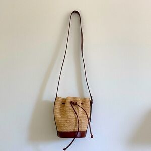Mini Farrow Raphia Bucket Bag